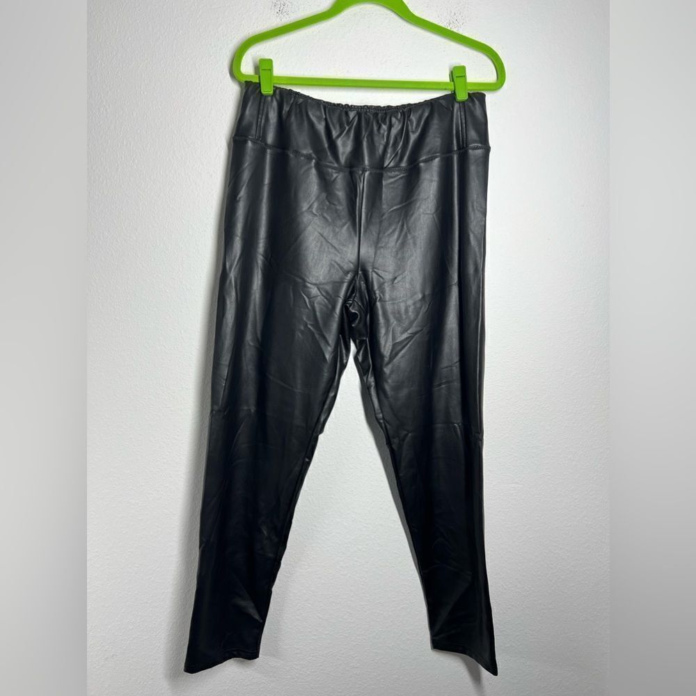 Scoop Womens Faux Leather Black Stretchy Skinny Pants Size  XXL 20 Plus Size